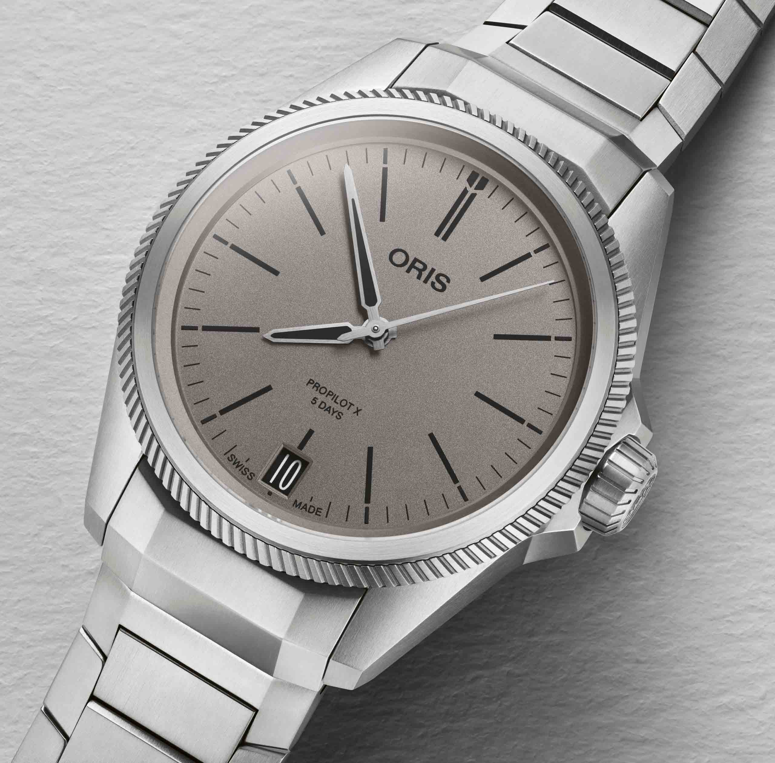 Oris Oris Propilot X Calibre 400 01 400 7778 7153-07 7 20 01TLC механические мужские часы часы крупный план серый циферблата